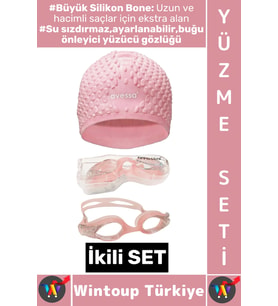 #YüzmeSeti Ayarlanabilir Su Geçirmez Buğu Önleyici Yüzücü Gözlüğü Büyük Beden Silikon Bone İkili Set