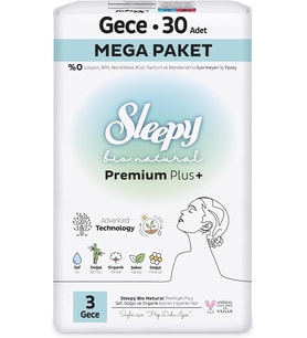 Bio Natural Premium Plus Hijyenik Ped Mega Paket Gece 30 Adet