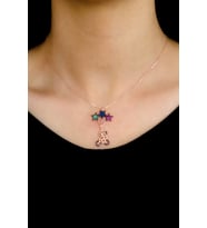 Yıldızlı Bisiklet Tasarım Rose Hayalet Gümüş Kolye