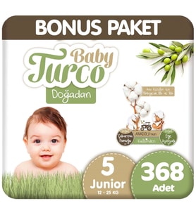 Baby Turco Doğadan Bonus Paket Bebek Bezi 5 Beden 92x4 368 Adet