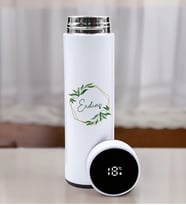 Kişiye Özel Tasarım Beyaz Renk Dereceli 500ml Çelik Termos