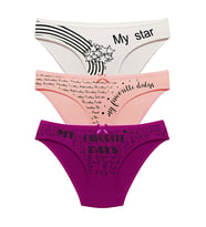 3 LÜ Paket Baskılı Düz M Beden Kadın Bikini Külot (Çok Renkli)