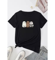 Unisex Kafadar Ayılar Tasarım Tshirt (Siyah)