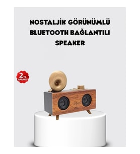 Mey İthalat® Retro Gramofon Tasarımlı Bluetooth Hoparlör – 3D Stereo Ses, 1800 mAh Batarya