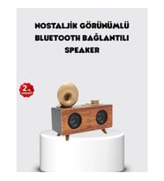 Mey İthalat® Retro Gramofon Tasarımlı Bluetooth Hoparlör – 3D Stereo Ses, 1800 mAh Batarya
