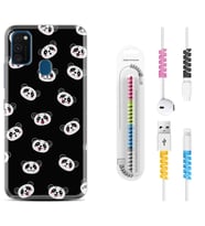 Samsung M21 M22 M23 M30 M31S M32 Kılıf Kablo Koruma Spiral Silikon Panda Suratları 1773