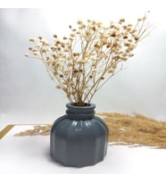 İnce Çizgili Vazo - Modern & Minimal Dekoratif Obje, Salon ve Ofis Çiçeklik,Gri