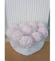 Top Güller Hediye Çiçek Sepetli Kalp (Pembe)