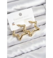 Pirinç Yıldız Model Gold Renk Kadın Küpe (Altın)