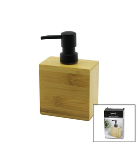 DİKDÖRTGEN AHŞAP BAMBU SIVI SABUNLUK SİYAH PLASTİK POMPA 5.8 X 9.9CM - Y: 10CM (5680)
