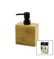 DİKDÖRTGEN AHŞAP BAMBU SIVI SABUNLUK SİYAH PLASTİK POMPA 5.8 X 9.9CM - Y: 10CM (5680)