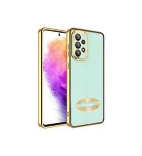 Samsung Galaxy A33 5G Uyumlu Kılıf Kamera Korumalı Logo Gösteren Zore Omega Kapak (Gold)