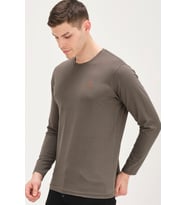 T8588 DEWBERRY BİSİKLET YAKA UZUN KOL T-SHIRT-HAKİ