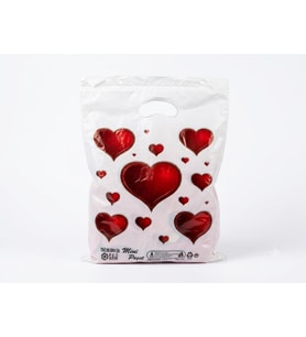 Omeyva Baskılı Orta Boy El Geçme Blok Poşet Torba - No : 2 - 25x37 Cm. - Beyaz - 100 Adetlik 1 Paket