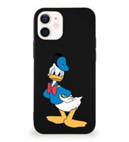 Apple iPhone 12 Soft Premier Kapak Donald Duck-D Tasarımlı Silikon Kılıf - Siyah (Şeffaf)