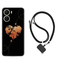 Vivo Y16 Kılıf Silikon Boyun Askılı İpli Desenli Silikon Plane Heart 1721