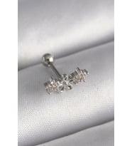 316L Çelik Gümüş Renk Zirkon Taşlı Çiçek Tragus Piercing TJ-PR1247