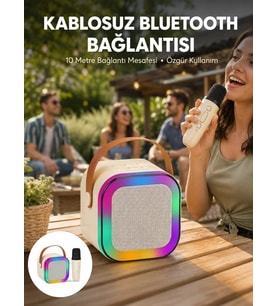 Karaoke Mikrofon Hoparlör Seti 6 Saat Kullanım Süresi Yeni Nesil