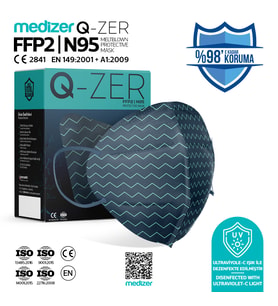 Qzer Yeşil Çizgi Desenli FFP2 Maske N95 Maske 20 Adet