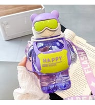 Havalı Ayı Suluk 800 ml, Askılı ve Pipetli, Mavi, 30x13 (Mavi)
