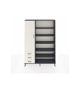 Arges Gardrop 9 Raflı 3 Çekmeceli 3 Kapaklı 132x30x195 Antrasit-Aytaşı