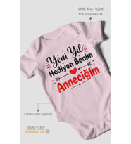 Yeni yıl hediyen benim anneciğim Kısa Kollu Bebek Body %100 Pamuk