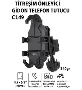 Titreşim Önleyici Gidon Telefon Tutucu Dayanıklı ABS Paslanmaz Çelik Yapı 4.7-6.9" Uyumlu