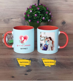 Anneye Doğum Günü Hediyesi Kupa Bardak Turuncu Fotoğraflı Anneler Günü Hediyesi