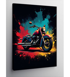 Kanvas Tablo Kırmızı Ve Siyah Motosiklet