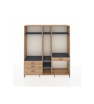 Hyperion Dolap 7 Raflı 4 Çekmeceli 3 Askılı 220x44x243 Çam-Antrasit/Çam