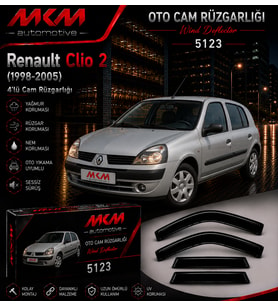 Renault Clio 2 (1998-2005) 4'lü Mugen Cam Rüzgarlığı