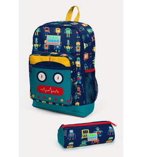 Coral High Kids Lacivert Çivit Robot Desenli 2'li Okul Çanta Seti - Erkek Çocuk