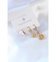 316L Çelik Gold Renk Çiçek Model Zirkon Taşlı Kadın Küpe 5886 - GLST6090-3267