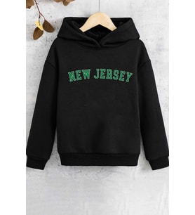 Çocuk New Jersey Baskılı Sweatshirt (Siyah)