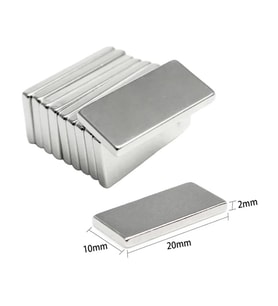 20×10×2 Mm N35 Neodyum Mıknatıs – Köşeli, Nikel Kaplama (50’li Set)