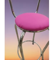 Sandalye 14571 BAR Yüksek Model Pembe FUŞYA Metal nikelaj Suni deri döşem El Yapı