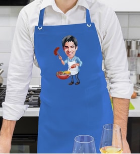 BK Gift Kişiye Özel Erkek Barbekü Karikatürlü Profesyonel Saks Mavi Mutfak Önlüğü, Aşçı Önlüğü, Şef Önlüğü, Arkadaşa Hediye-3