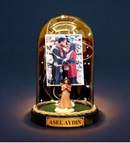 Kişiye Özel Led Lambalı Fanus - Kişiye Özel Fotoğraflı ve İsimli Tasarım - Biblolu (Model 1)