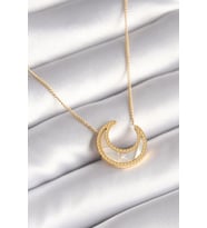 316L Çelik Gold Renk Beyaz Sedefli Hilal Model Kadın Kolye 5886 - HPSBYI9798-4998