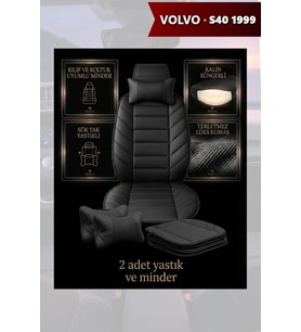volvo s40 1999 Koltuk ve Kılıf uyumlu Minder Yastık Siyah Lüks 2 Minder 2 Yastık