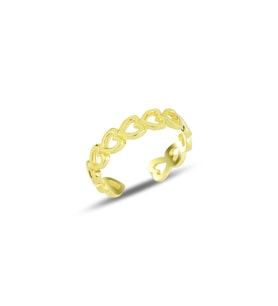 Gümüş altın yaldızlı ayarlamalı bağlı kalpler yüzük SGTL11682GOLD (Rose)