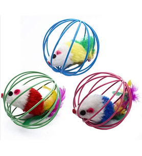 KAFESLI FARELI KEDI KÖPEK OYUN TOPU