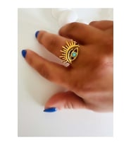 AYARLANABİLİR FİRUZELİ ÇELİK KİRPİK YÜZÜK GOLD ACR3925