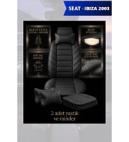 ibiza 2003 Koltuk ve Kılıf uyumlu Minder Lüks Siyah Yastık 2 Minder 2 Yastık