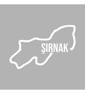 Şırnak Harita Araba Sticker siyah 17x12 CM (Beyaz)