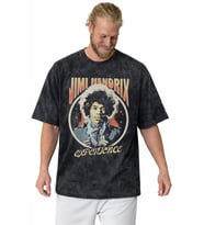 Tasarım Jimi Hendrix Efsane Şarkıcı Baskılı Unisex Oversize Vintage Yıkamalı Tişört