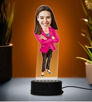Doğum Günü Hediyesi,Sevgiliye Hediye, Kişiye Özel Fotoğraflı İş KadınıKarikatür 3D Led Lamba (Beyaz)