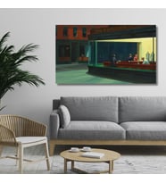 Tekli Yatay Kanvas Tablo Edward Hopper Gece Kuşları