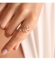 14 Ayar Altın Yılan Yüzük Emerald Classik (Çok Renkli)