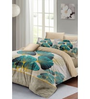 Luxury Leaves linens Çift Kişilik Pamuk Saten Nevresim Takımı
